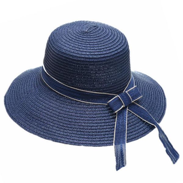 

stingy brim hats band women's crochet hollow dome summer for women mesh straw hat foldable sun fashion beach sombrero, Blue;gray