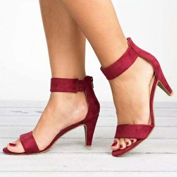 

dress shoes women sandals open toe summer with 5cm high heels female plus size 43 thin heel woman sandalias mujer, Black