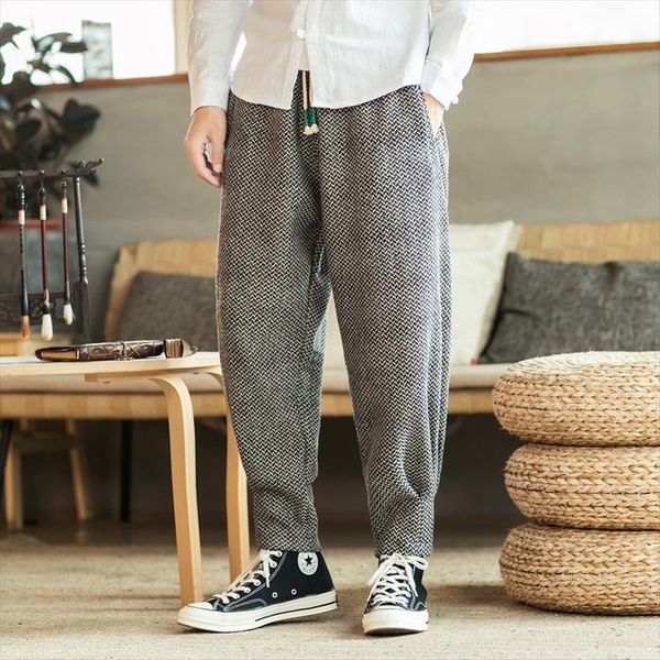 

solid color close foot women pants mouth harem chinese style man loose ankle length trousers streetwear male casual, Black