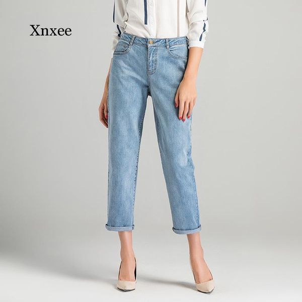 

light blue straight jeans long pants women mid waist casual slim harem cropped trousers fashion clothing leggings women's