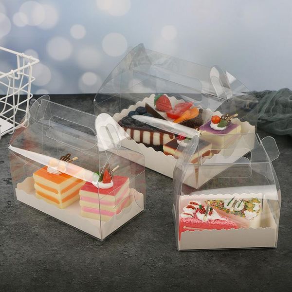 

gift wrap 5/10pcs portable packaging cupcake box white paperboard sweety baking dessert container bags pet transparent plastic cake boxes