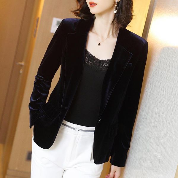 

women's velvet suit spring and autumn solid suits & blazers, White;black