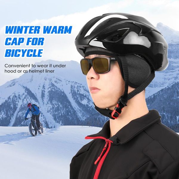 

winter outdoor cycling fleece beanie warm cap windproof thermal bicycle bike hat for skiing hiking camping climbing riding caps & masks, Black