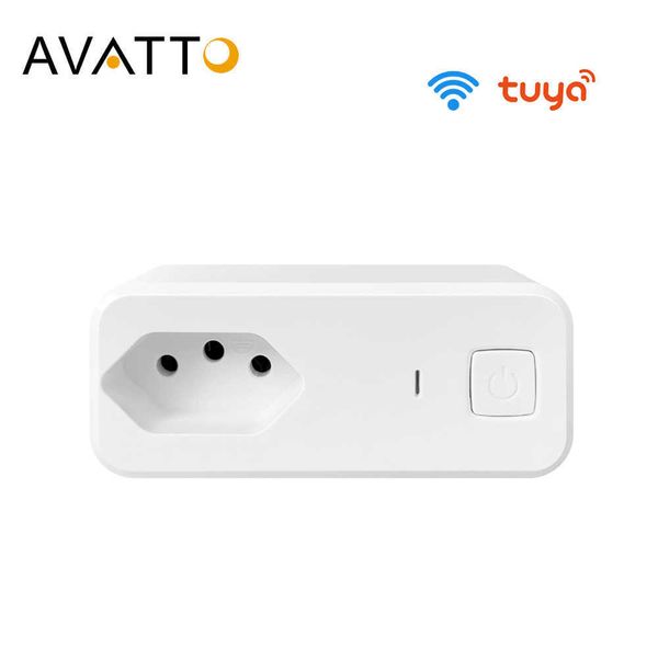 

avatto tuya wifi plug , 10a brazil standard life app remote smart socket voice works for google home, alexa echo