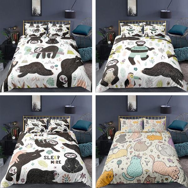 

bedding sets 3d printed funny sloth soft cartoon space duvet cover+pillowcase single twin  king bed set for kids