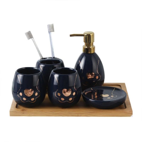 

bath accessory set ceramic wash 5-piece toothbrush holder soap dish couple home lotion bottle bathroom accessories el toilet decoration