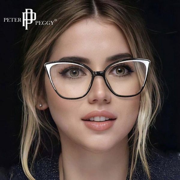 

fashion sunglasses frames round transparency optical glasses women men tr90 metal spectacles frame prescription anti blue light, Black