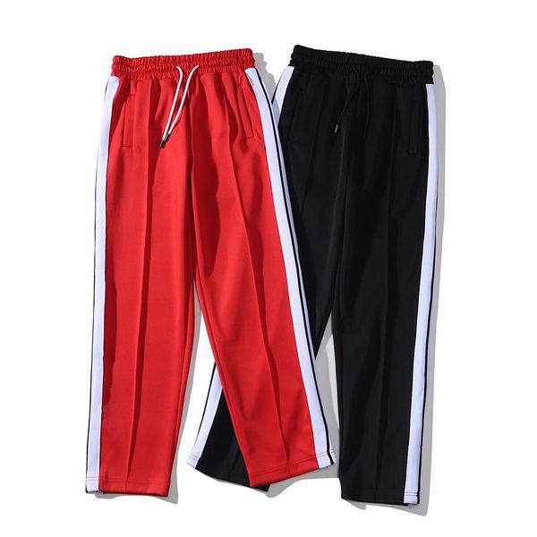 

mens pants sports pant designer loose sweatpants rainbow side stripes drawstring zipper trousers casual sweatpants m-xxl, Black