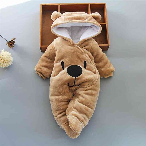 

autumn winter baby romper for girls cotton hooded overalls boys rompers infant jumpsuit kids born clothes 210816, Blue