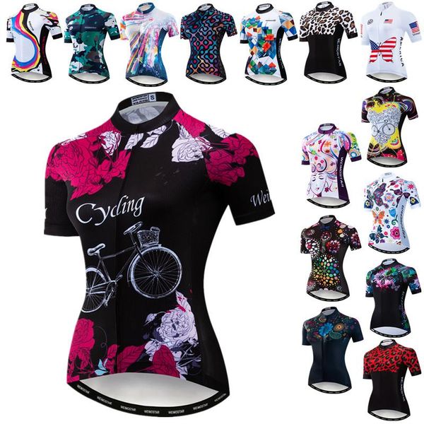 

weimostar uniforme women's cycling jersey summer pro team bicycle clothing anti-sweat mtb bike racing shirt jackets, Black;red