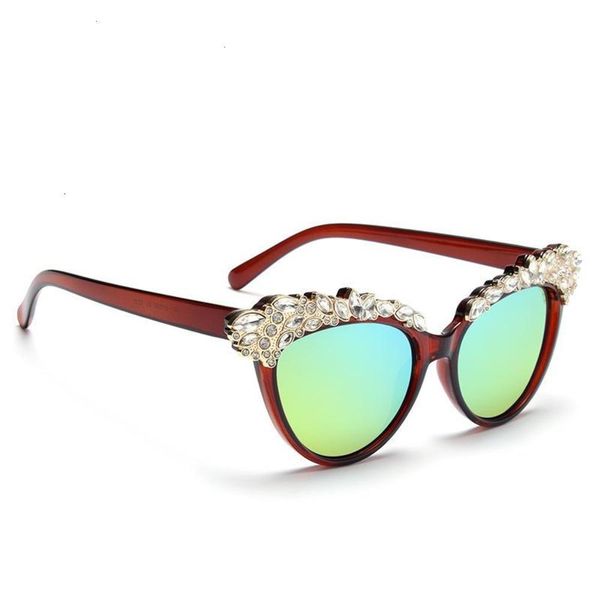 

sunglasses fashionable sun frames luxury rhinestone cat eye sunglasses women brand designer ladies reflective sun glasses gafas de sol oculo, Black