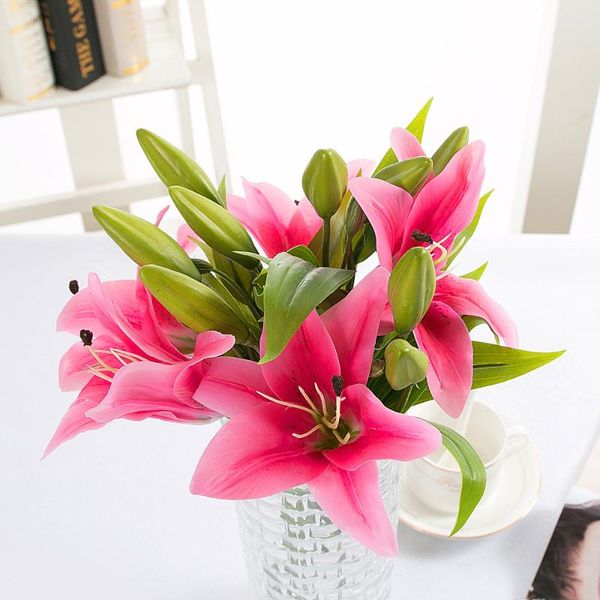 

decorative flowers & wreaths simulation plant 3 mini lilies festival celebration wedding el home banquet indoor and outdoor dried diy