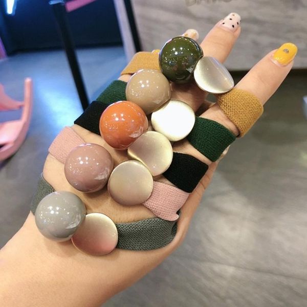 

nail art decorations wide-brimmed knotted ball rope candy-colored doudou round rubber band korea style elastic bands women, Silver;gold