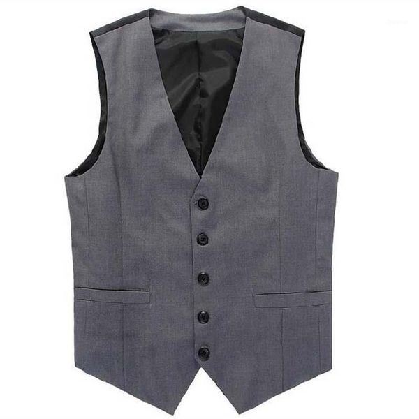 

men's vests arrival blazer dress vest men suit 5 buttons v-neck casual waistcoats clothing gray plus size s-6xl, Black;white