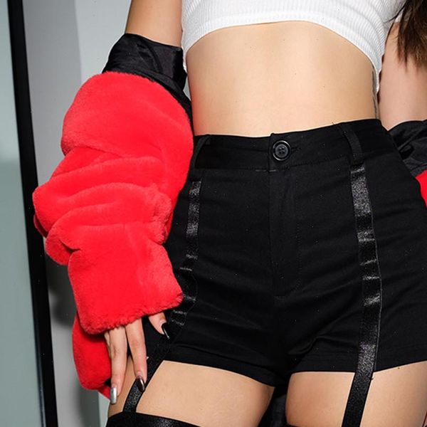 

fashion casual hollow out womens shorts high waist trousers de deporte cintura alta j22, White;black