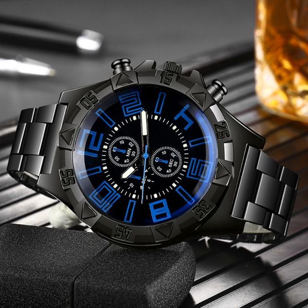 Orologio al quarzo luminoso da uomo Moda Casual Sport da donna Cinturino in acciaio Blu-ray Accessori da polso per coppia Orologi da polso