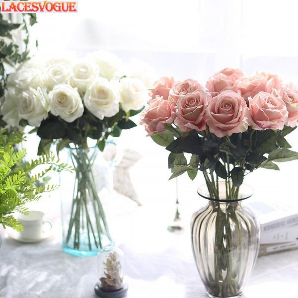 

simulation flowers wedding supplies flannel rose artificial plant party christmas fake home decoration 1pcs decorative & wreaths