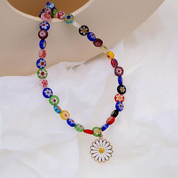 

chains flower necklace women beads necklaces woman fashion girls european trendy jewelry gold color metal collier, Silver