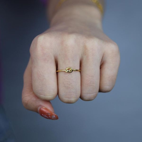 

cluster rings drop ship genuine 925 sterling silver knot charm for women girls female finger jewelry birthday gift friend, Golden;silver