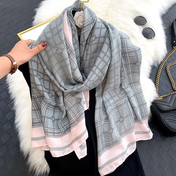 

scarves women brand cotton scarf large shawls beach stole head, Blue;gray