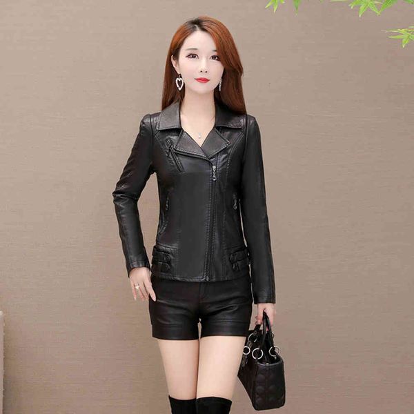 

leather jacket high fashion men belt clothes slim fit short motorcycle coat, Black
