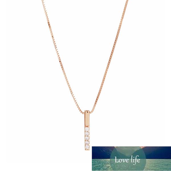 

925 sterling silver strip geometric cubic zircon necklace simple clavicle chain charm necklace for women jewelry s-n545, Golden;silver