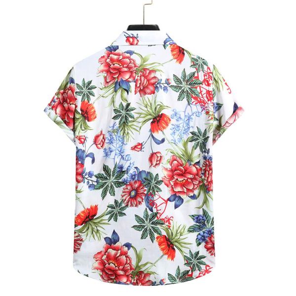 

men's casual shirts floral printed mens hawaiian shirt male beach short sleeve summer clothing turn down collar button camisa 5, White;black