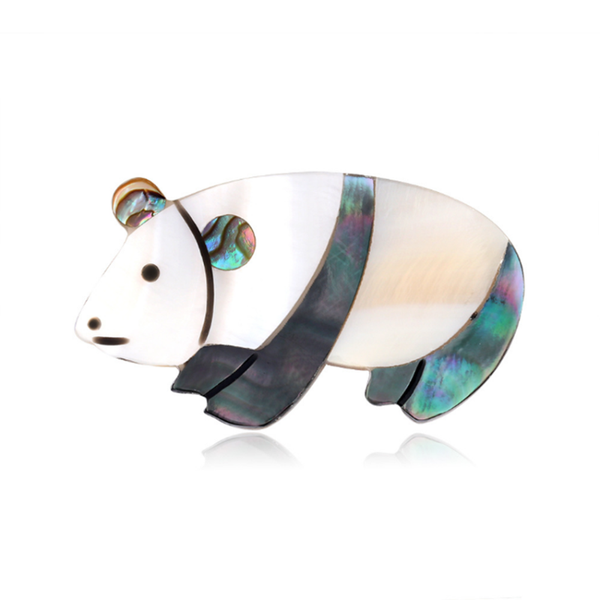 

pins, brooches fyjs unique silver plated abalone shell lovely panda shape brooch animal jewelry for year gift, Gray