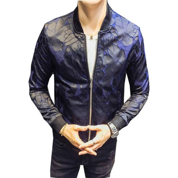 

jacket royal floral patterns blue black club patty baroque bomber jackets men jacquard outfit slim fit 5xl men's, Black;brown