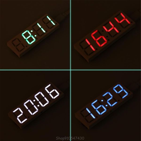 

desk & table clocks ds3231 electronic diy 0.8inch dot matrix led clock kit 4 digit display 5v mciro usb car d23 20 dropship