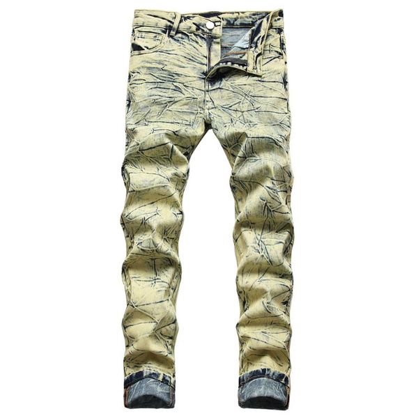 

men's jeans men tie and dye s2k denim trendy slim straight pants trousers, Blue