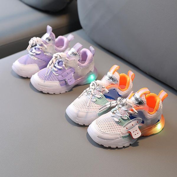 

boys girls led sports shoes 1-6 years lighting children glowing running lights baby toddlers luminous shoe 21-30 athletic & outdoor, Black