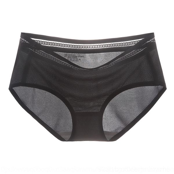 

zpr 2021 underwearnew one piece ice silk ultra thin oxygen women's middle waist women's underwear cotton band pure color briefs, Red;black