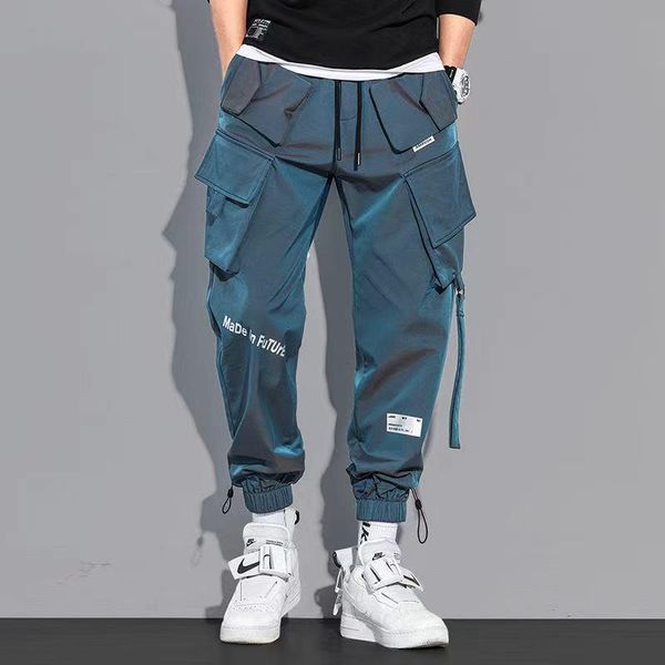 

men's pants 2021 men's japan fashion harajuku streetwear cargo men casual hip hop clothing jogging trousers, Black