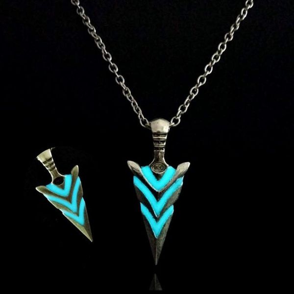 

pendant necklaces luminous anime arrows necklace for men alloy chain long choker triangular spearhead 2021 fashion jewelry gifts goth, Silver