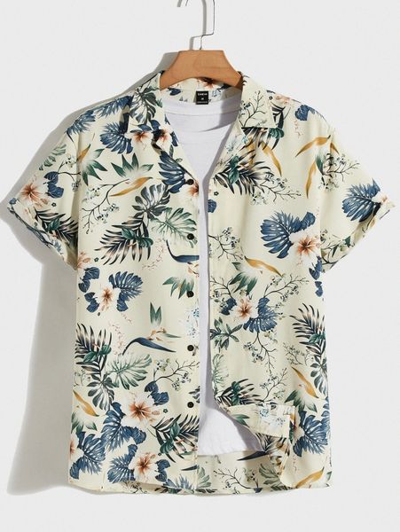 

men tropical print shirt without tee v9md#, White;black