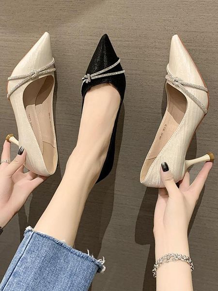 

dress shoes 2021 black heel shoe lace-up slip on sandals ladies shallow mouth all-match pumps pointed wedge latest gold summer fine