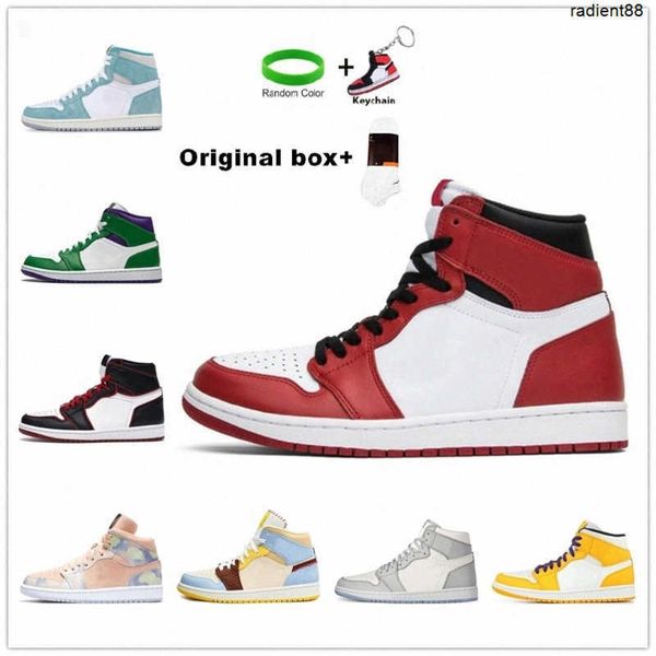 

[with box]jumpman 1 mens basketball shoes shattered backboard unc 1s gold 3 cactus jack obsidian banned bred toe men women sneaker e1tt#