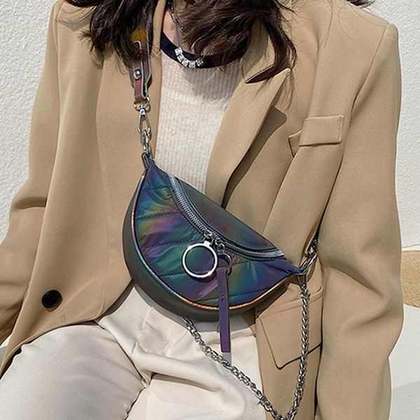 

broadband waist bag fashion solid chain shoulder bags brand female chest pack crossbody phone