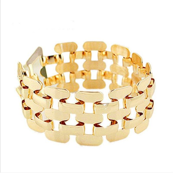 

link, chain gold color zinc alloy hollow out punk bracelet and bangles fashion jewelry men women, Black