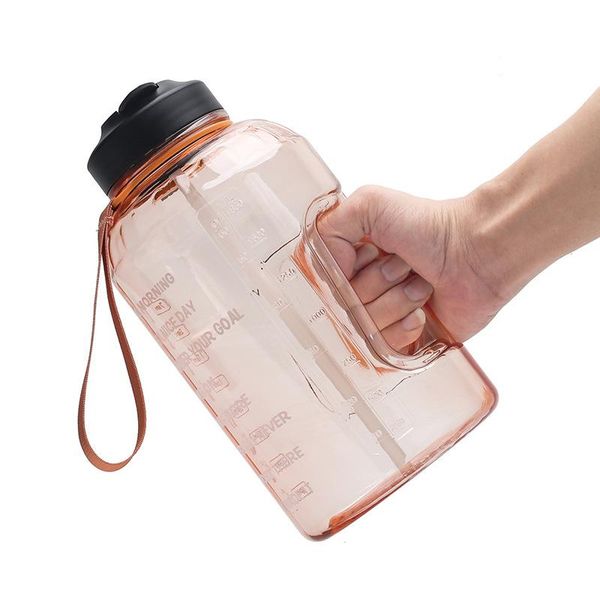 

water bottle 2.2l large capacity transparent gradient sports with straw portable scaled gym fitness kettle
