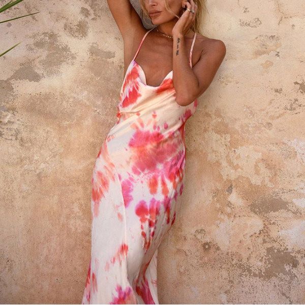 

factory9jcr low drawstring open back new cut print dress, White;black