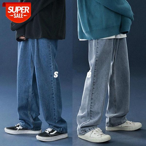 

2021 men's baggy homme wide leg pants black/blue color casual classic cargo pocket jeans biker denim loose trousers -2xl #g21t