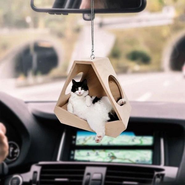 

cute cat nest rearview mirror decoration hanging charm ornaments car pendant creative acrylic interior accessories decorations