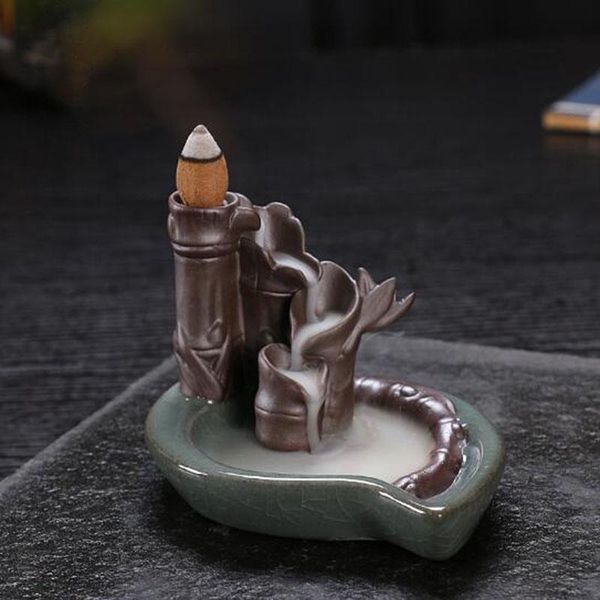 

fragrance lamps creative ceramic bamboo censer implied meaning high rise backflow incense burner calm nerves fresh air home decor