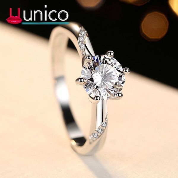 

wedding rings uunico cute silver ring jewelry fashion charm woman zircon lady crystal cz stamped 925, Slivery;golden