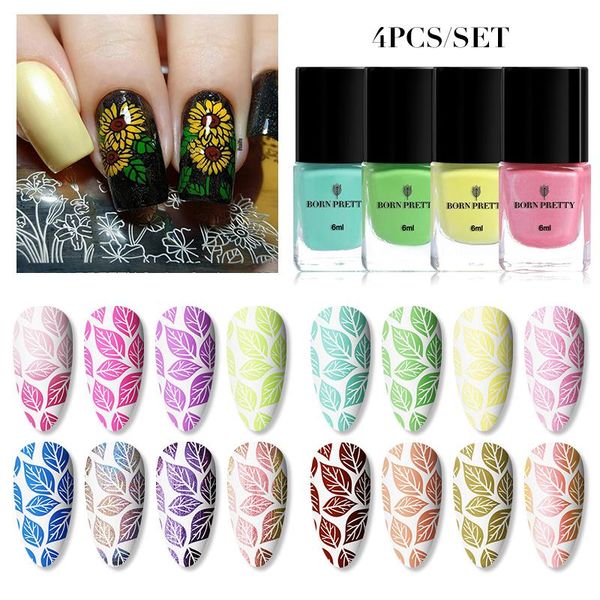 

4/6/8pcs 6ml stamping nail polish set colorful natural dry printing art varnish plate
