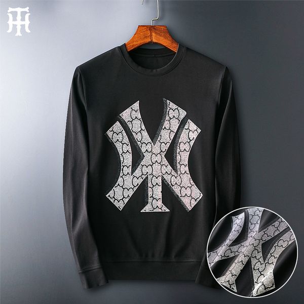 

fashion fleece hoodies mercerized cotton sweater men's autumn menswear, Black