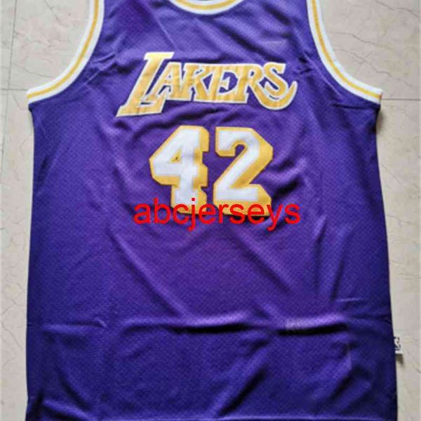 

full embroidery #42 james worthy purple swingman throwback jersey retro college jersey xs-6xl, Black