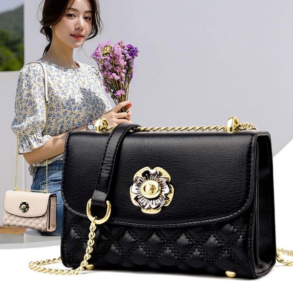 

shoulder bags brand designer flower lock chain crossbody bag women 2021 luxury leather handbags female messenger square flap